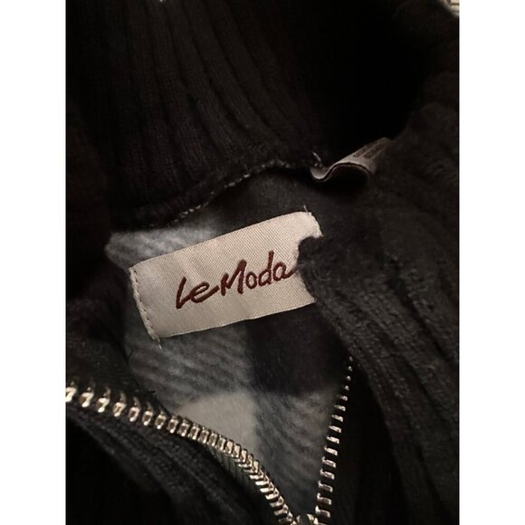 Le Moda Black and White Buttalo Check Zip Up Kimono - Picture 5 of 6